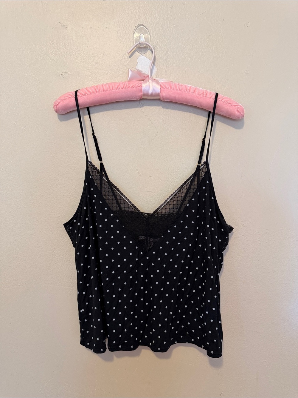 Victoria's Secret Black Polka Dot Lace Trim Cami